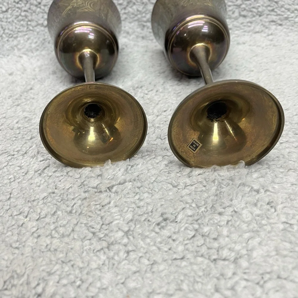 Brass Goblets Drinkware Stemware Vintage Metalware Set‎ of 2 Made in India